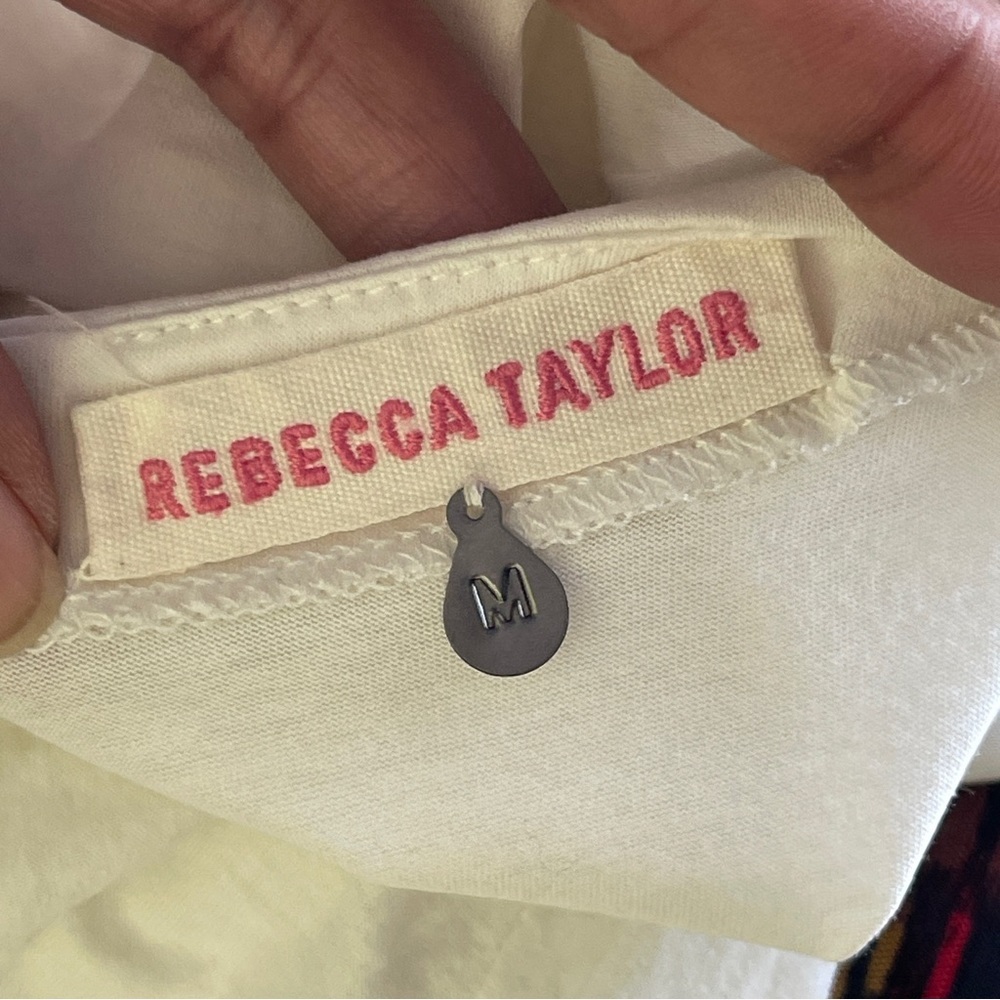 REBECCA TAYLOR | White Mixed Media Peplum Top Sz M - Picture 6 of 8